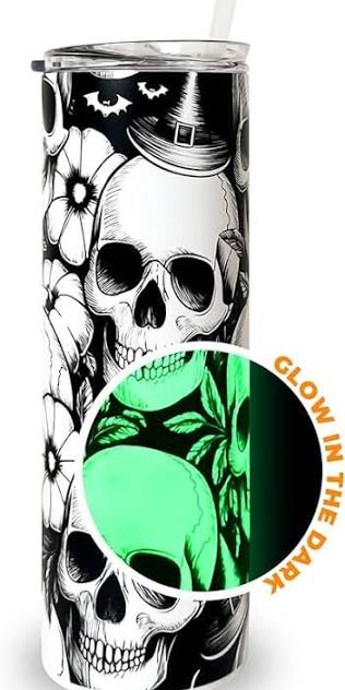 Personalized 20oz Green Glow-In-The-Dark Skinny Drinkware
